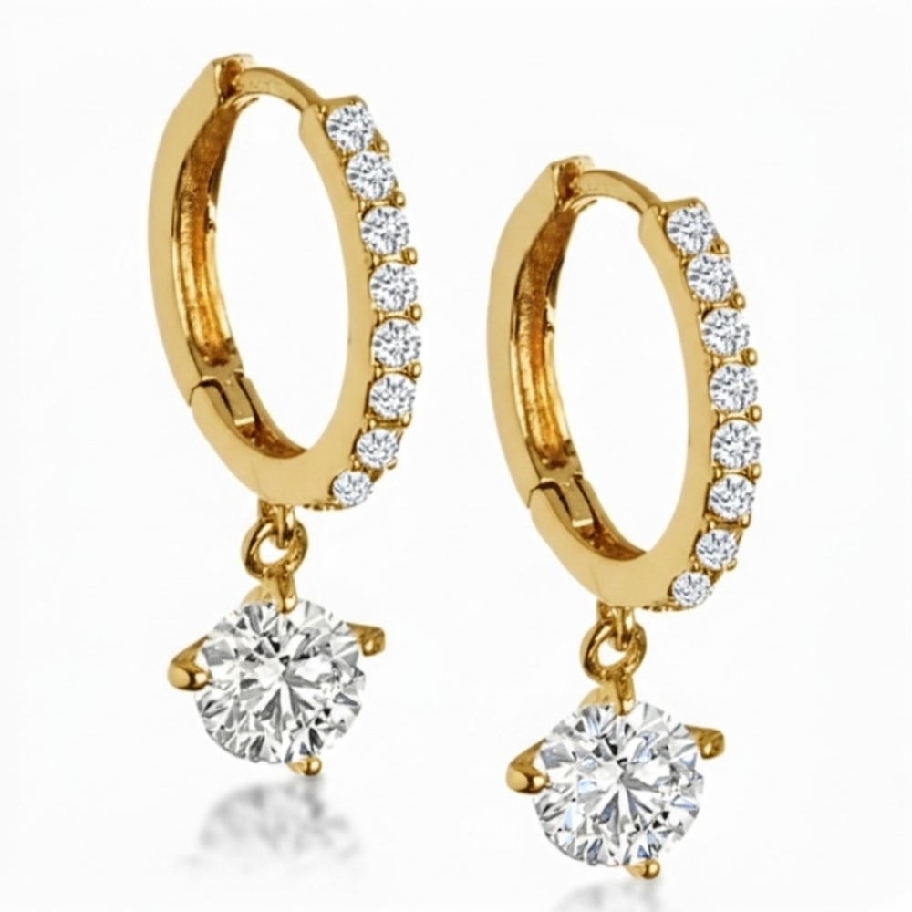 Swarovski Gold Hoop Earrings with Clear Crystal Drops